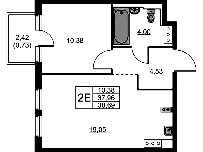 1-комнатная квартира 38.69 м², 7/11 эт., ЖК «Новое Колпино»